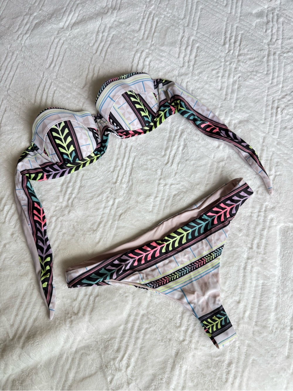 Mara Hoffman Pink Multicolor bikini top and bottom size XS